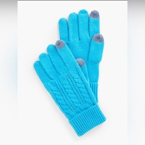 Talbots Blue Tech-Touch Technology Cable Knit Gloves NWT